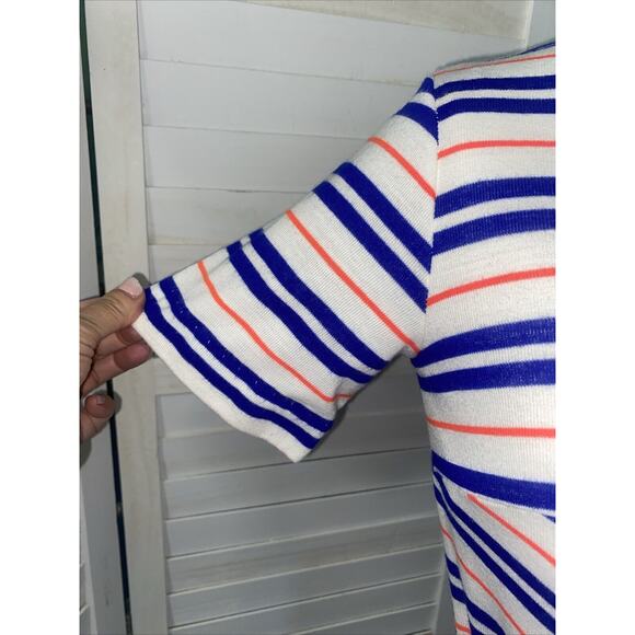 Vintage Lady Bayard 60s Striped Shirt Dress Sheath Pencil Knit Belted Small/Med - Picture 3 of 8